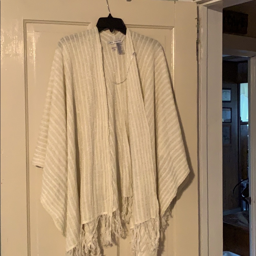 Off white shawl with gold sparkles